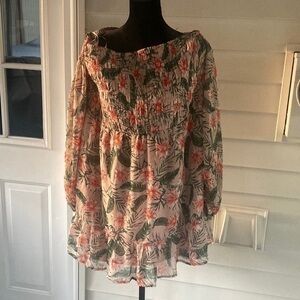 Express Floral Off-Shoulder Midi Dress